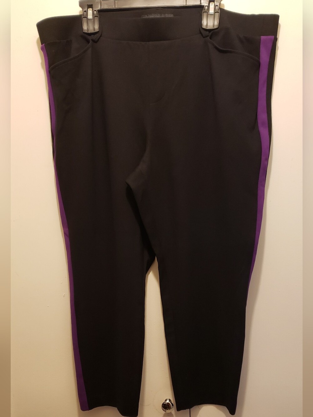 Torrid Premium Ponte Pull-on Sky High Trouser Black w/ Purple Stripe 3X - Picture 5 of 8
